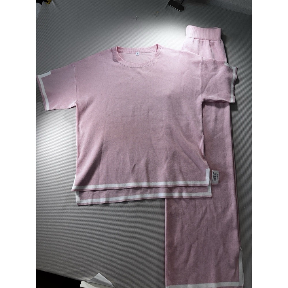 Sweater Set Women's Pink Knit Lounge Top & Pants‎  M Coquette Comfort Soft NWT